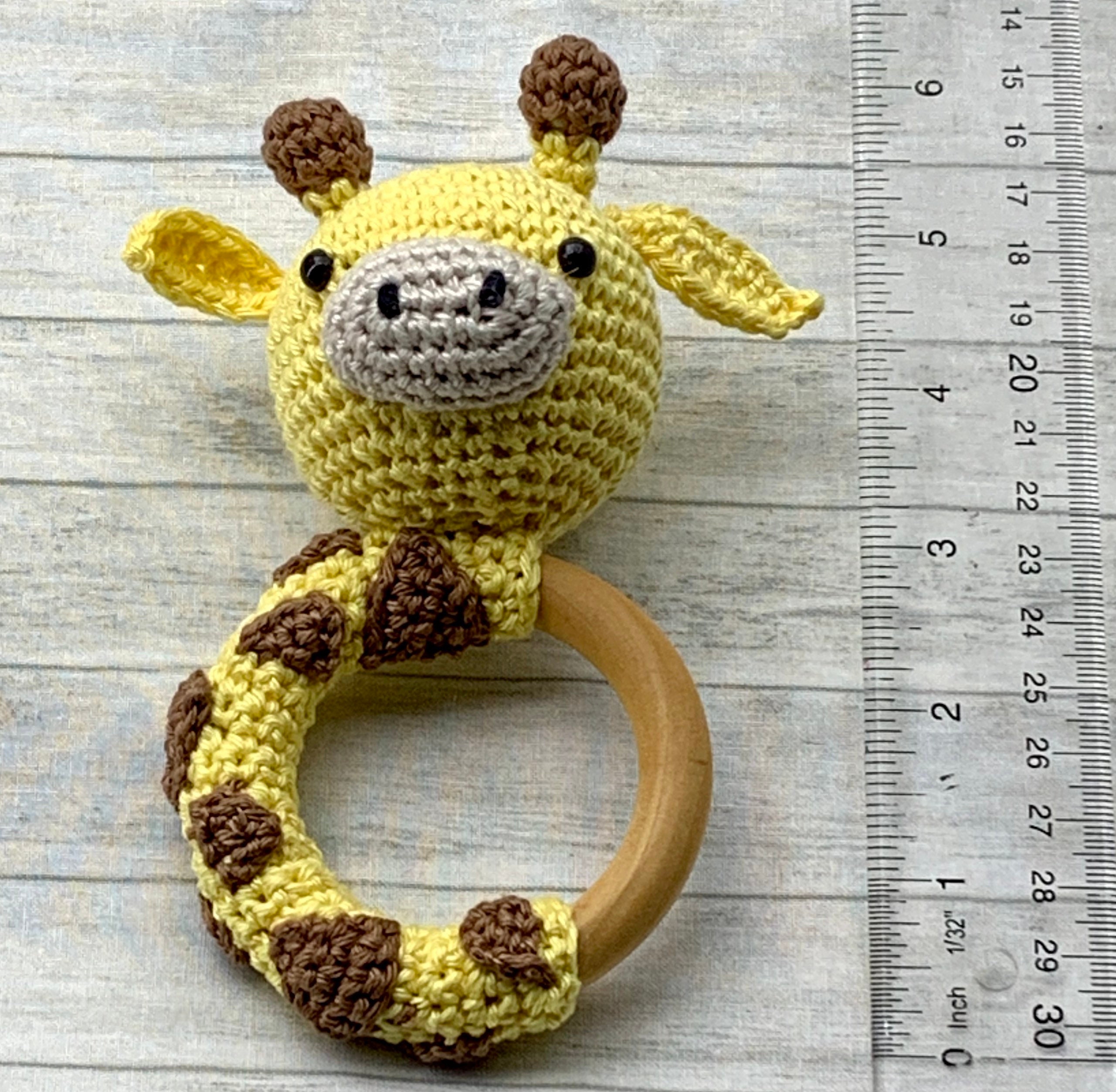 GIRAFFE Natural Wooden Rattle Natural Baby Toy Baby Shower Etsy