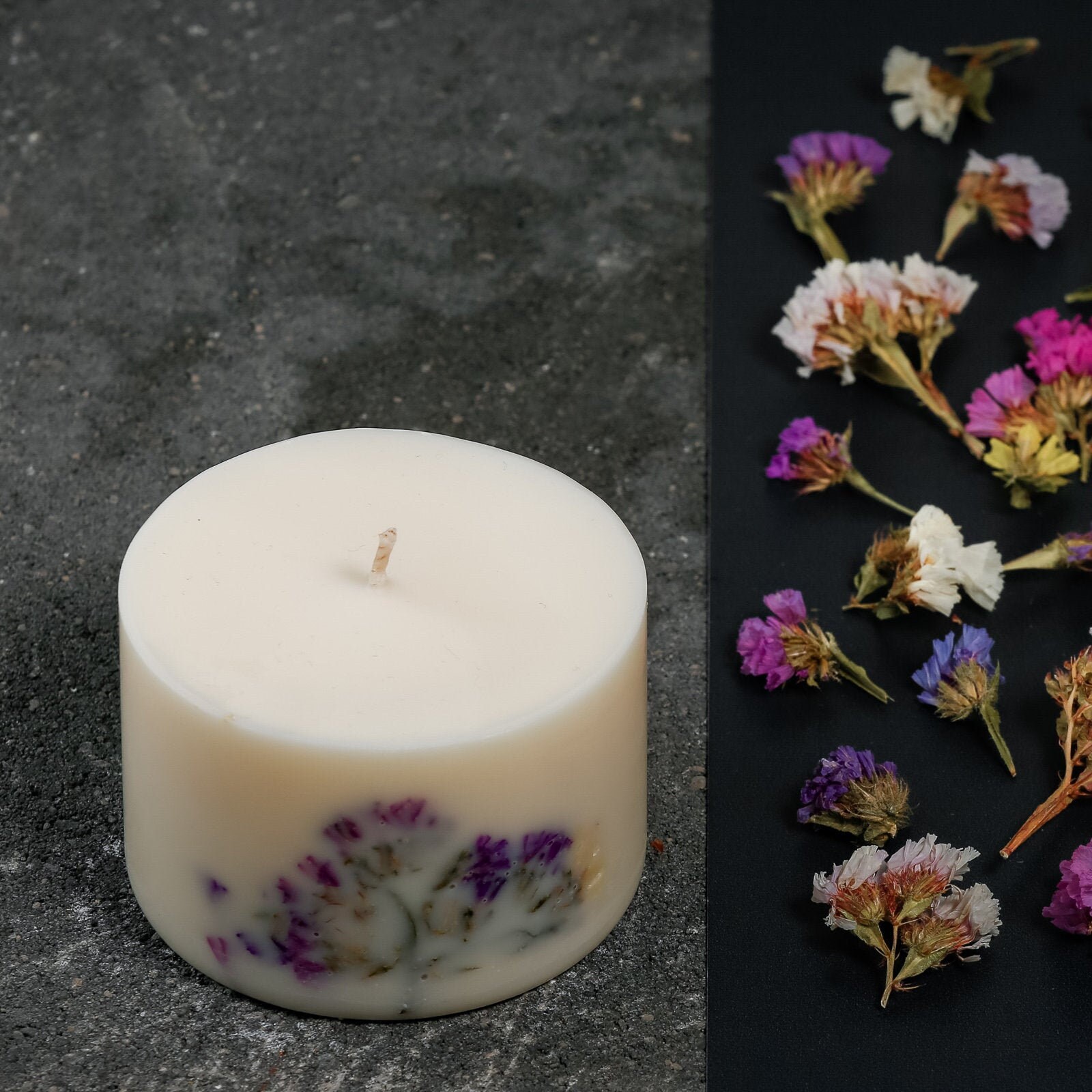 Unscented Soy Candle Set of 3 Dried flower candles Natural Etsy