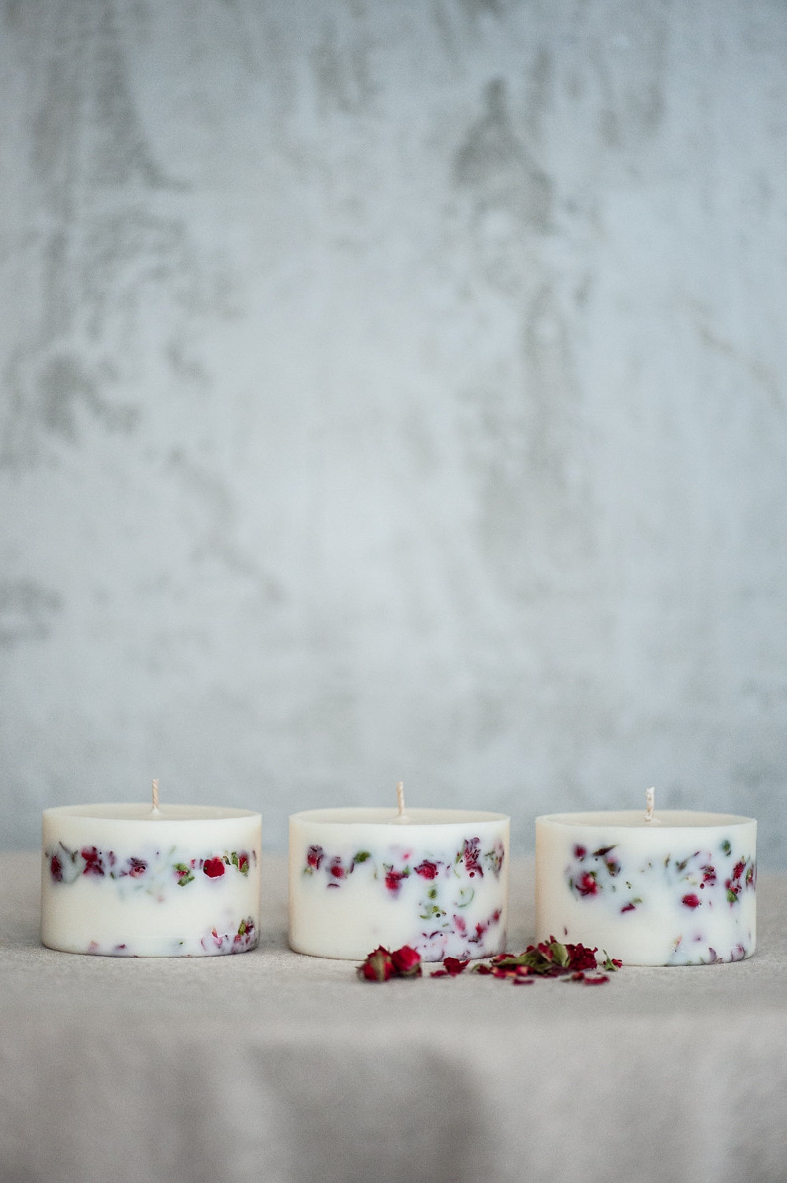 Rose Petal Soy Candle Set of 3 Rose Aroma Soy Wax Candle Set Etsy