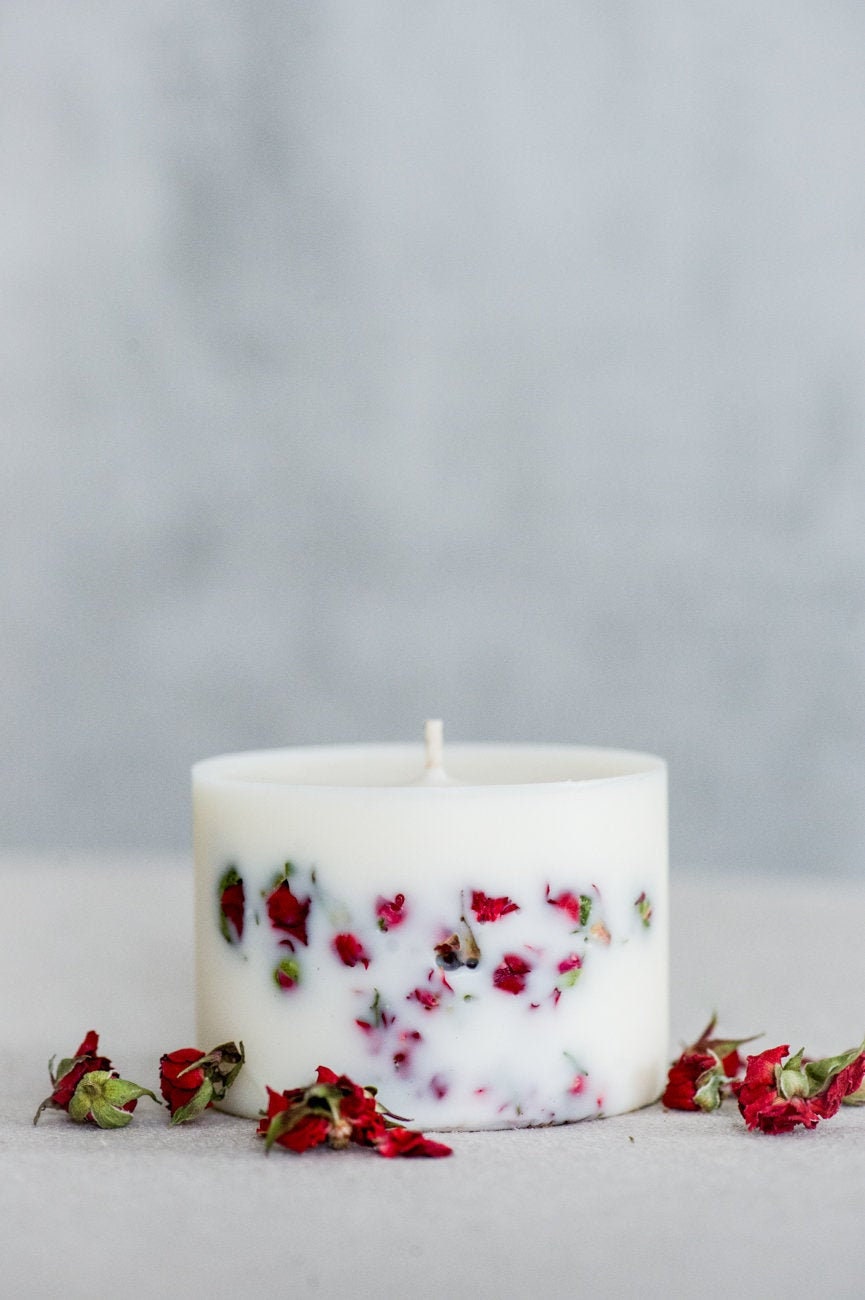 Rose Petal Soy Candle Set of 3 Rose Aroma Soy Wax Candle Set Etsy