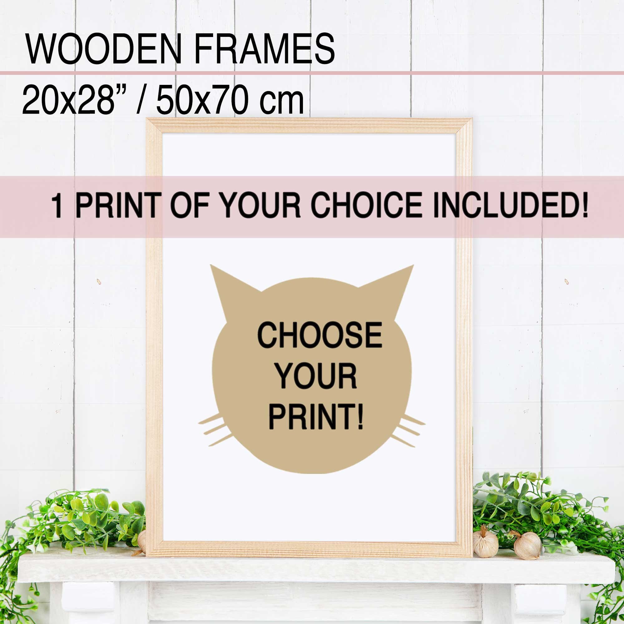 Wooden Frame x28 Inches 50x70 Cm Light Wood Frame Black Etsy