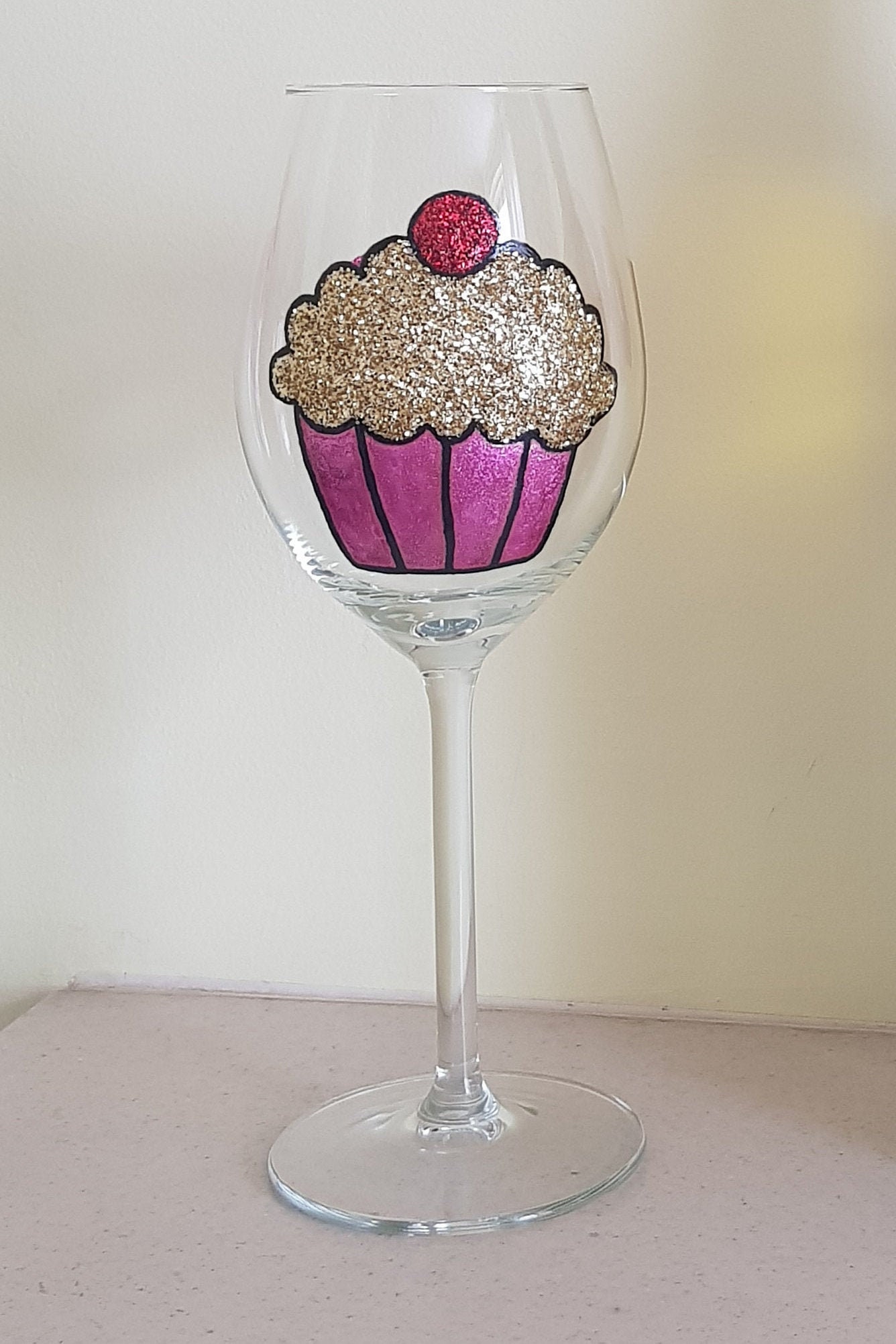 Cupcake Birthday Wine Glass personalised with an age Etsy