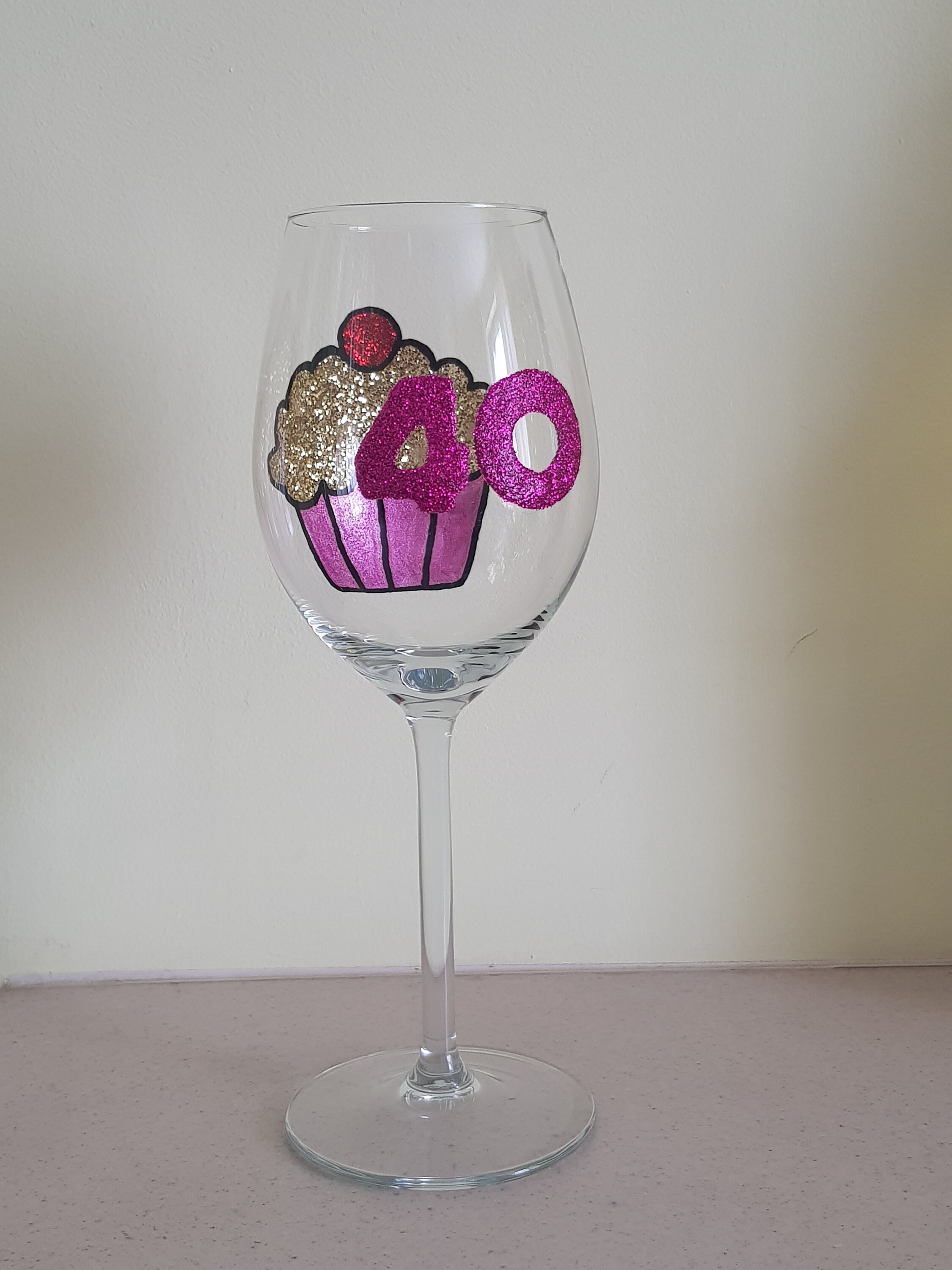 Cupcake Birthday Wine Glass personalised with an age Etsy