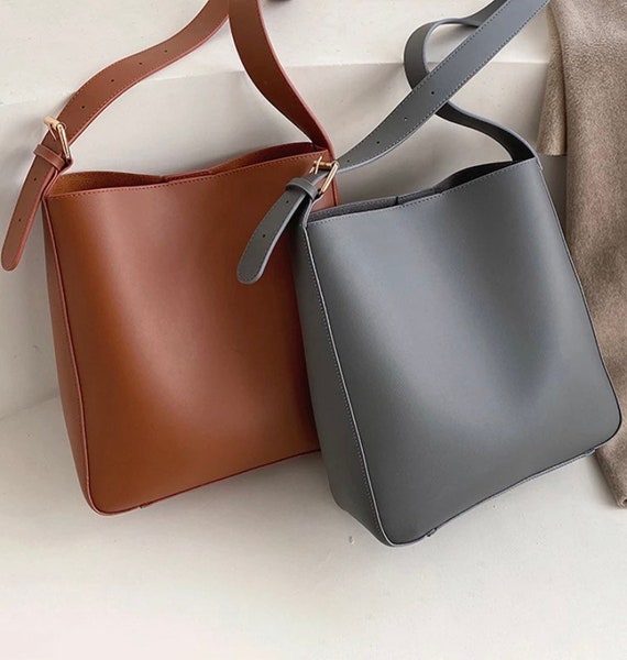 High Quality Shoulder Large Capacity Soft Pu Leather Bucket 