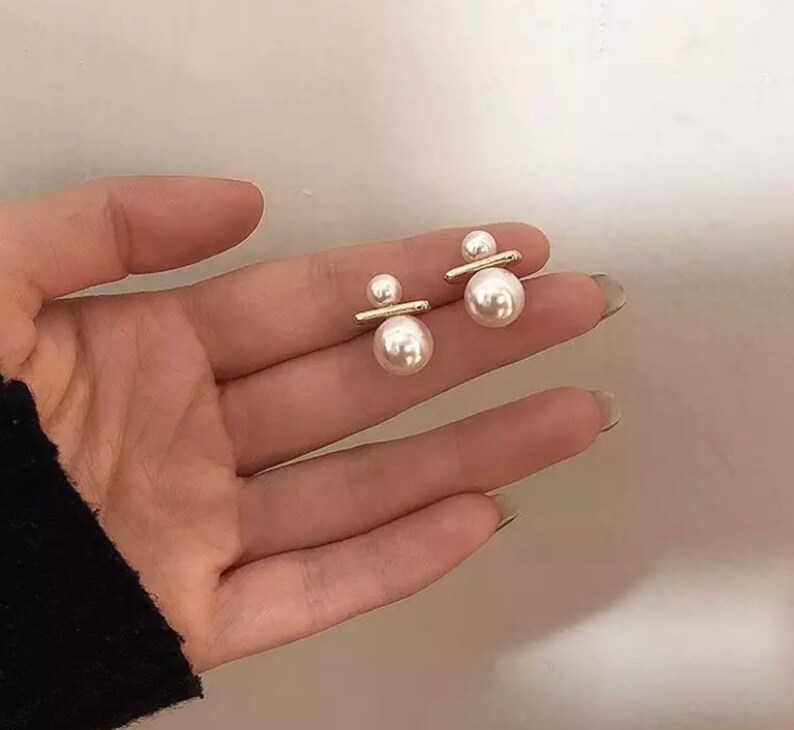 double Pearl Earrings For Women image 1