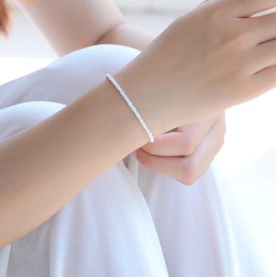 925 Sterling Silver Bracelet Chain Simple Gypsophila Bracelet for