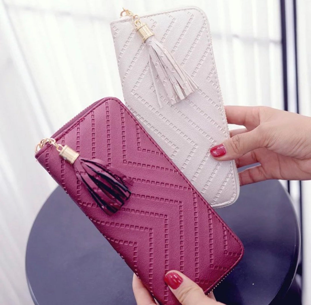  Women Tassel Wallet Patent Leather Women Coin Card