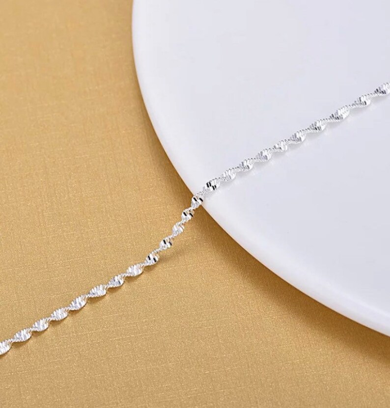 Simple Elegant 925 Silver Twisted Chain Bracelet and Anklet Etsy