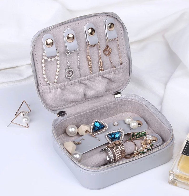 Small PU Leather Jewelry Box Portable Double Zipper Travel Etsy
