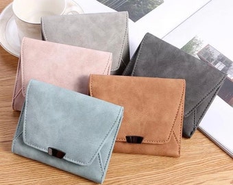 Casual Folding Short Wallet, Pu Leather coin purse, High quality Cardholder Scrub, Ladies Girls Money Wallet.