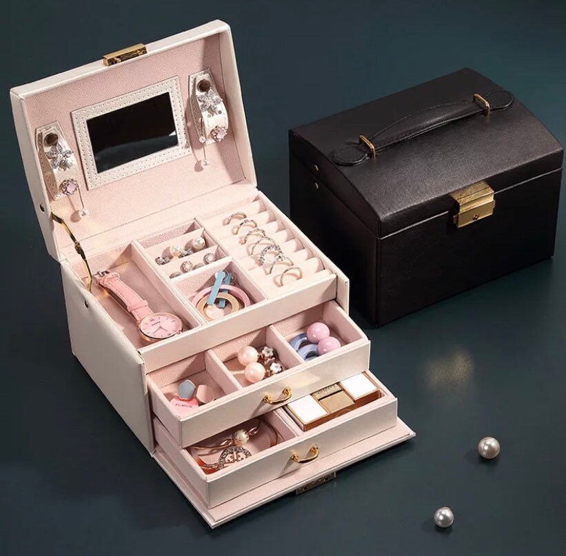 Double Layer Jewelry Storage Box, Pu Lather Jewelry Organizer