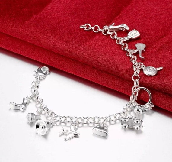 Silver Charm Bracelet Pandora Style, Pandora Style Charm Bracelet, Sparkly  Silver Beads Charm Bracelet Women,silver Bracelet eaudeboutique 