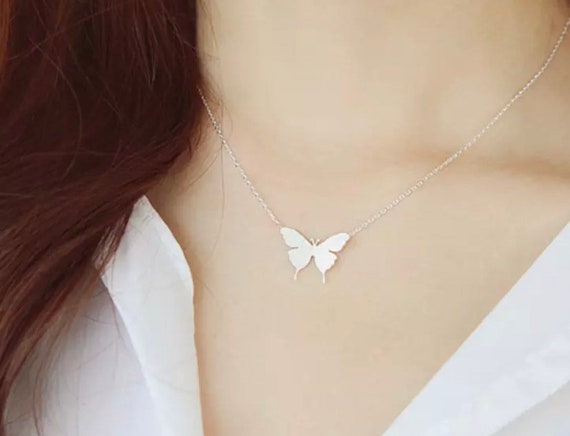 Women Butterfly Pendant Link Chain Choker Necklace Gift Anniversary Jewelry X5E5 Women Butterfly Pendant Link Chain Choker Necklace Gift Anniversary Jewelry X5E5