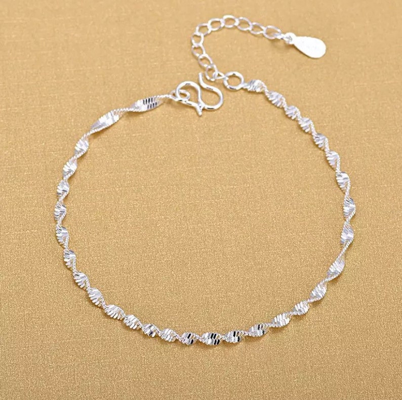 Simple Elegant 925 Silver Twisted Chain Bracelet and Anklet Etsy