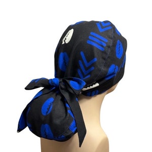 African Print Satin lined  Scrub Cap, Nurses&#39; Cap,  Surgical Hat,  Scrub Cap,Ponytail Scrub Hat,Elasticized Scrub Cap, Protective Scrub Cap.
