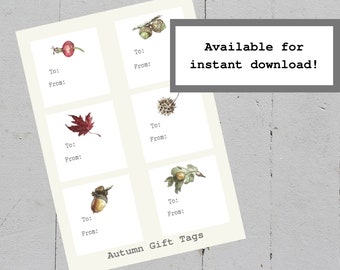 Etiquetas de regalo de otoño