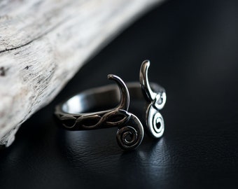 Viking Ring-Stainless Steel Ring-Scandinavian Jewel-Nordic-Silver Color-Odin's Jewel-For Men-Original Jewel-59 FR Viking Ring