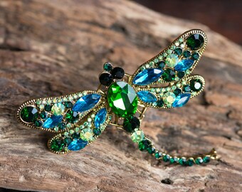 Lady Antique Vert Émail Peinture Papillon Strass Fleur Broche Bijoux Lady Antique Vert Émail Peinture Papillon Strass Fleur Broche Bijoux