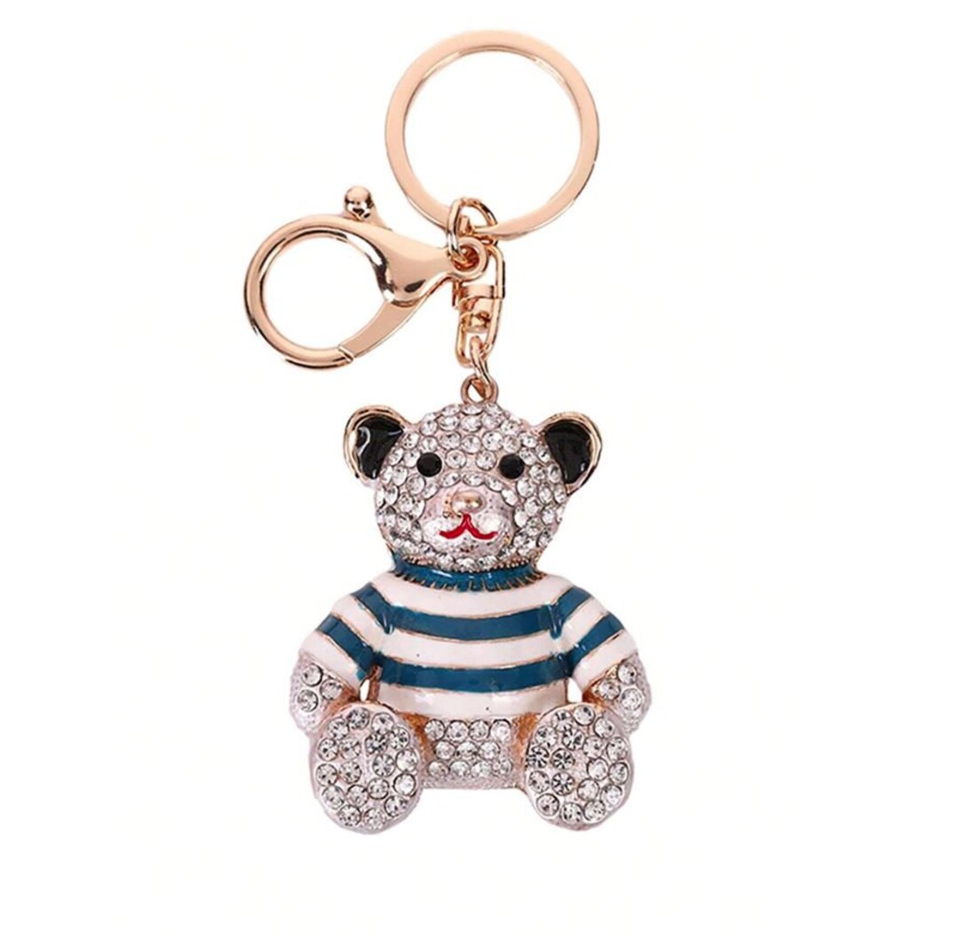 Little Teddy Bear Key Ring With Rhinestones, Decorative Accessory, Key ...