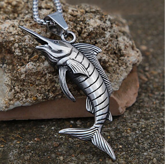 Swordfish Pendant Necklace fish Pendant stainless Steel Jewelry
