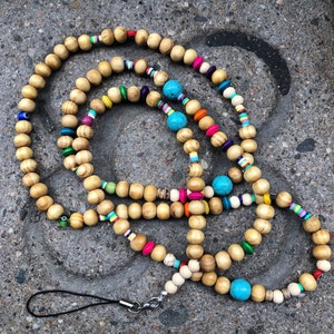 Phone strap, Neck mobile phone holder, Multicolor beads phone cord, Mobile phone bead chain, phone holder
