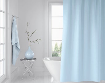 Blue Shower Curtain, Blue Shower Curtain, Polyester, Waterproof Washable Mould and Mildew Resistant, With Hooks