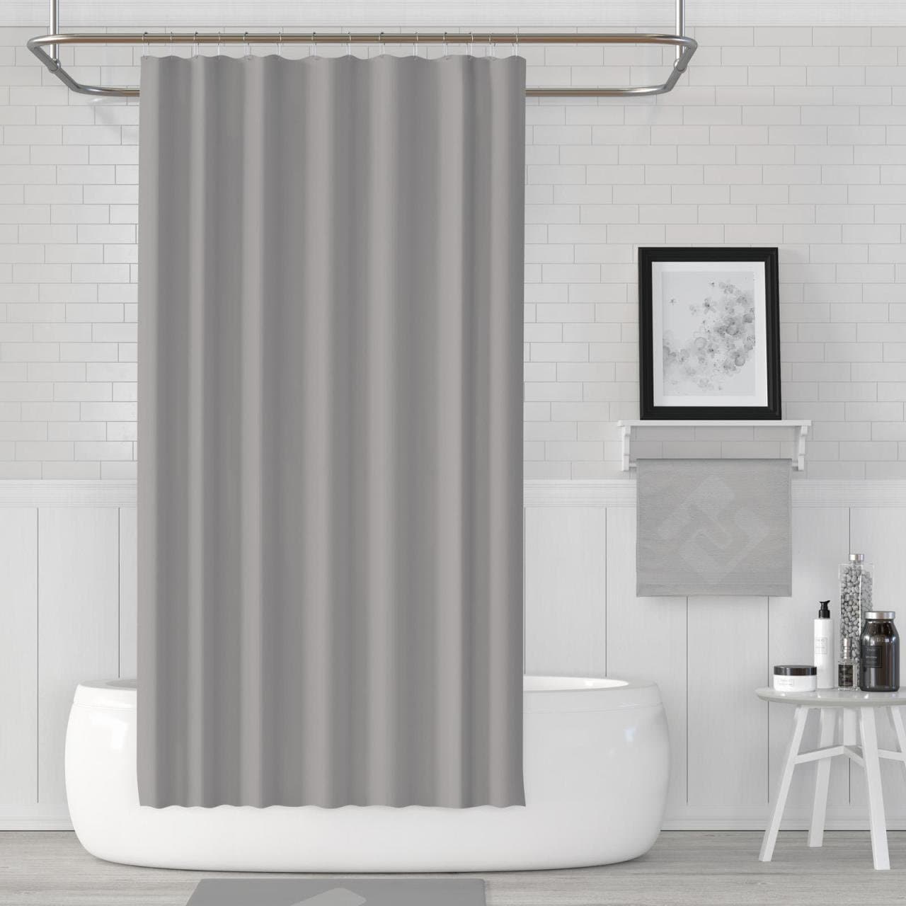 Gray Shower Curtain Long Gray Bathroom Curtain Polyester Etsy