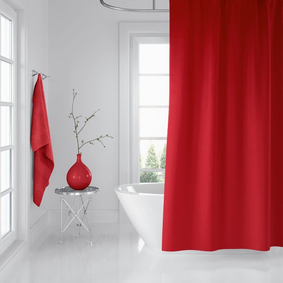 Cortina de ducha roja, poliéster, cortina de baño impermeable, lavable  resistente al moho y a los hongos ganchos 71 x 78 -  México
