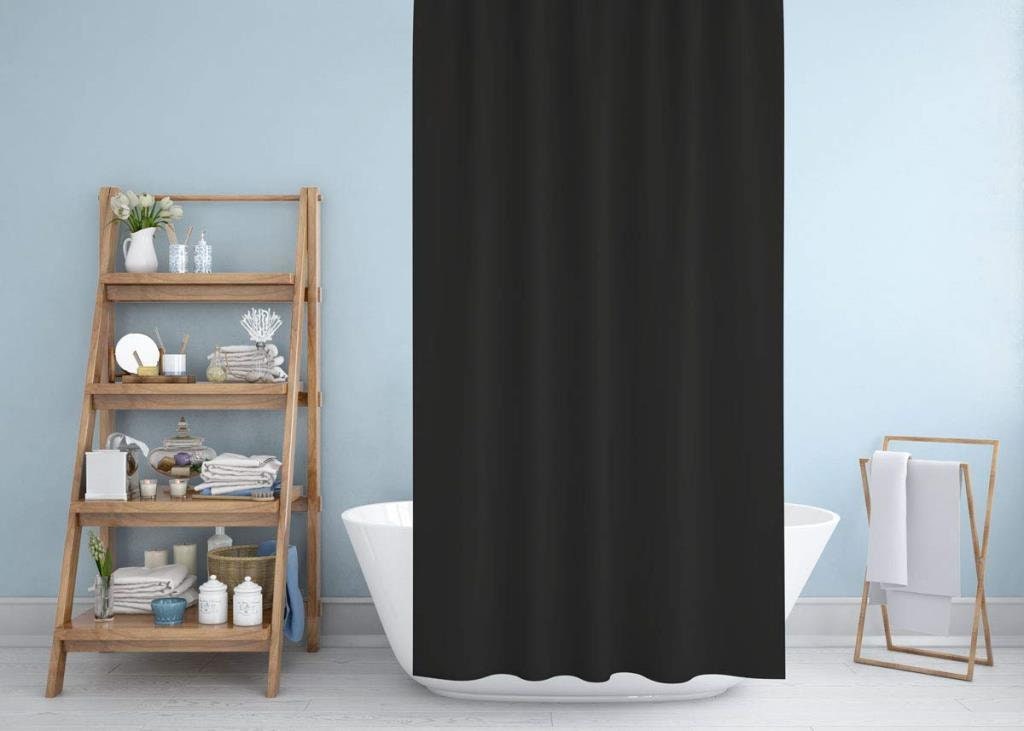 Black Shower Curtain Polyester Bathroom Curtain Waterproof - Etsy