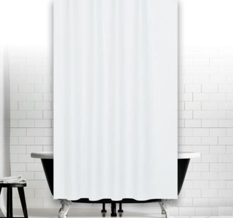 White Shower Curtain Long Bathroom Curtain Polyester Etsy