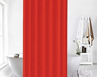 Orange Red Shower Curtain Plain Color Print for Bathroom 71" Long Bath Accessory 