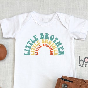 Retro Little Brother , Rainbow Baby, Pregnancy Announcement, Long Sleeve, Toddler Shirt, Little Sibling, Youngest Brother, Vintage, Onesie®