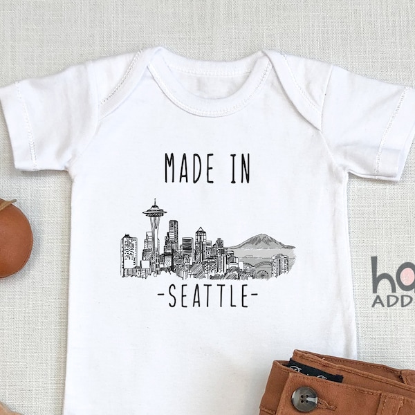 Made in Seattle Baby , Seattle Baby Outfit, Gift For New Baby, Washington , Washington Baby, Pregnancy Reveal, Long Sleeve, Onesie®