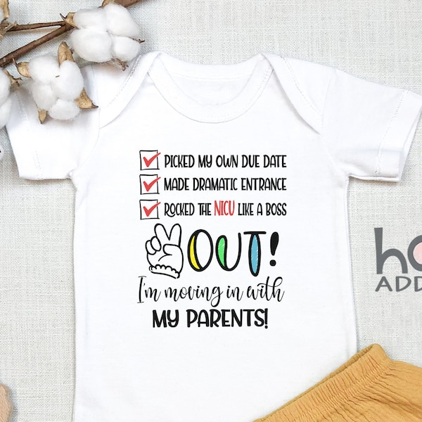 Picked My Own Due Date, Peace Out NICU, NICU Baby , Going Home Outfit, Preemie Baby Gift, Going Home , Rainbow Baby, Long Sleeve, Onesie®