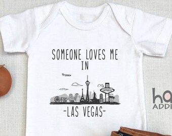 Someone Loves Me In Las Vegas , Las Vegas Baby Outfit, Baby Shower Gift, LV Las Vegas Nevada, Toddler Shirt, Long Sleeve, Onesie®