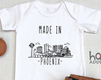 Made in Phoenix Baby , Phoenix Arizona Baby Outfit, Arizona Gift For New Baby, Phoenix Baby, Pregnancy Reveal, Kids Shirt, Long Sleeve