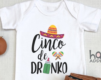 Funny Cinco De Mayo Baby s, Cinco De Drinko, Baby Bodysuit, Funny Baby , Cute Mexican , Mexican Baby , Toddler Shirt, Onesie®