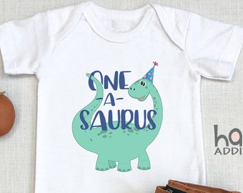 First Birthday Boy Dinosaur , One A Saurus, Dinosaur Birthday, Baby Boy Birthday, Baby Shower Gift Boy, Cute 1st Birthday Outfit, NAME