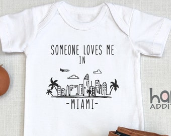Someone Loves Me In Miami , Florida Baby Outfit, Baby Shower Gift, Fl Miami Florida, Toddler Shirt, Long Sleeve, Baby Boy, Onesie®