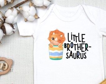 Little Brother , Baby Brother Dinosaur Baby , Brother-Saurus, Pregnancy Announcement, Long Sleeve, Cute Dino , Bodysuit, Onesie®