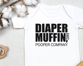 Diaper Muffin Pooper Company Baby , Dunder Mifflin, The Office Fan Baby Gift, Toddler Shirt, Michael Scott, Dwight, Office Baby Gift