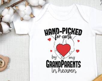 Personalized Hand Picked For Earth By Grandparents In Heaven Baby , Baby Bodysuit, Baby Girl, Baby Boy, Baby Announcement, Onesie®