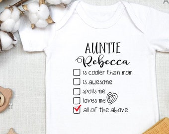 Funny Aunt Baby , Custom Aunt, Personalized Baby Bodysuit, Niece Baby Shower Gift, Baby Girl, Favorite Aunt , Auntie Loves Me, Onesie®