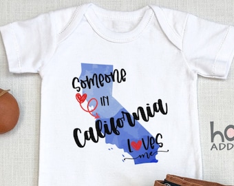 Someone In California Loves Me , Watercolor , Baby Shower Gift, Raglan Toddler Shirt, Baby Boy Gift, Long Distance, Los Angeles, Onesie®