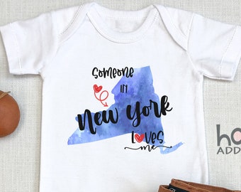 Someone Loves Me In New York , New York Baby Outfit, Baby Shower Gift, NYC, Brooklyn, Raglan Toddler Shirt, Long Sleeve, Baby Boy Gift
