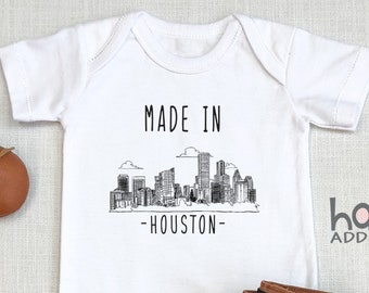 Made in Houston Baby , Houston Baby Outfit, Gift For New Baby, Texas , Texan Baby, Pregnancy Reveal, Toddler Shirt, Long Sleeve, Onesie®