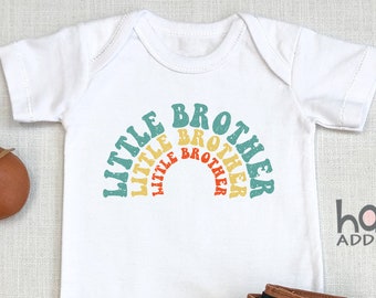 Retro Little Brother , Rainbow Baby, Pregnancy Announcement, Long Sleeve, Toddler Shirt, Little Sibling, Youngest Brother, Vintage, Onesie®