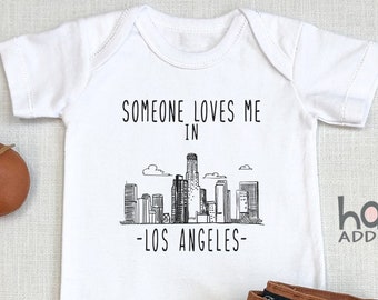 Someone Loves Me In Los Angeles Baby , Baby Shower Gift, LA, California, Pregnancy Reveal, Toddler Shirt, Long Sleeve, Baby Clothes, Onesie®