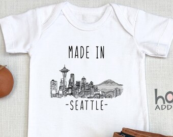 Made in Seattle Baby , Seattle Baby Outfit, Gift For New Baby, Washington , Washington Baby, Pregnancy Reveal, Long Sleeve, Onesie®