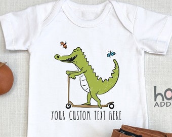 Cute Alligator , Custom Text Baby , Cute Baby Bodysuit, Animal Baby Shower, Funny Baby , Animal , Personalized, Onesie®